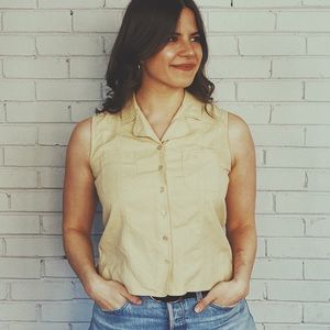 Vintage 1990’s Silk Sleeveless Collared Blouse